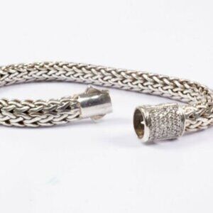 John Hardy ICON Diamond Wheat Bracelet 5mm wide 0.18ct Diam Size M